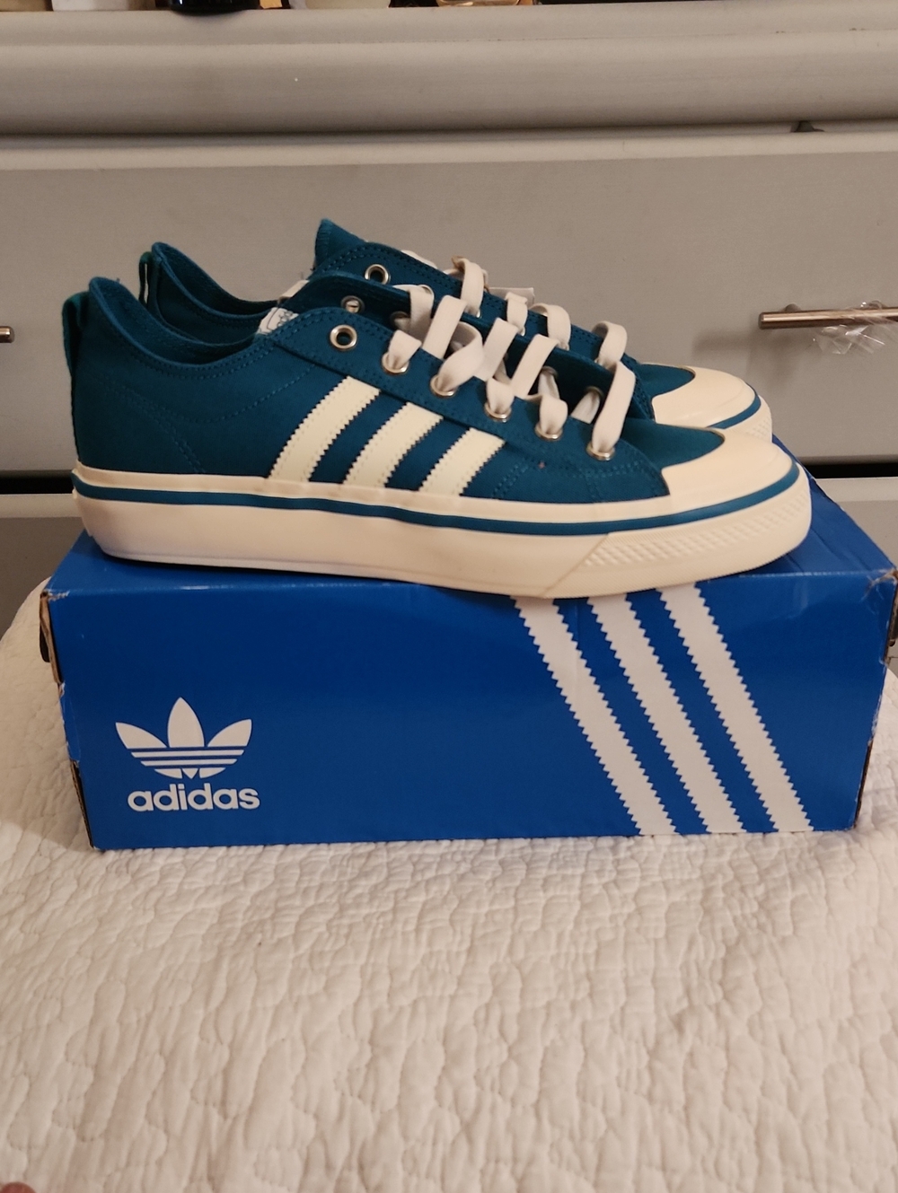 Adidas Nizza RF 74 Sneakers Men's 8.5 / Women's 9.5 Active Teal HQ8566 NIB